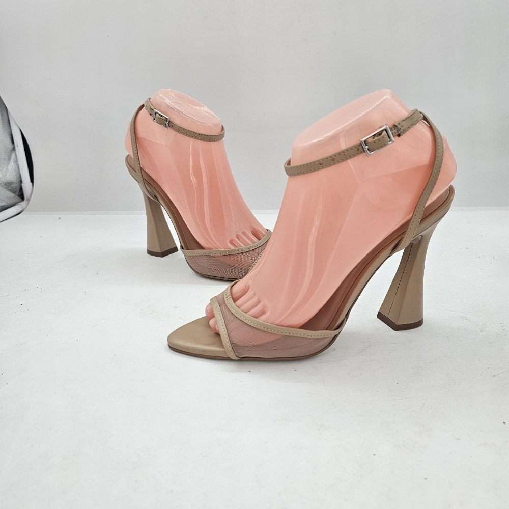 Steve Madden Beki Strappy Mesh Ankle Strap Sandals Natural Beige Size 7.5 Chic H - Picture 4 of 11